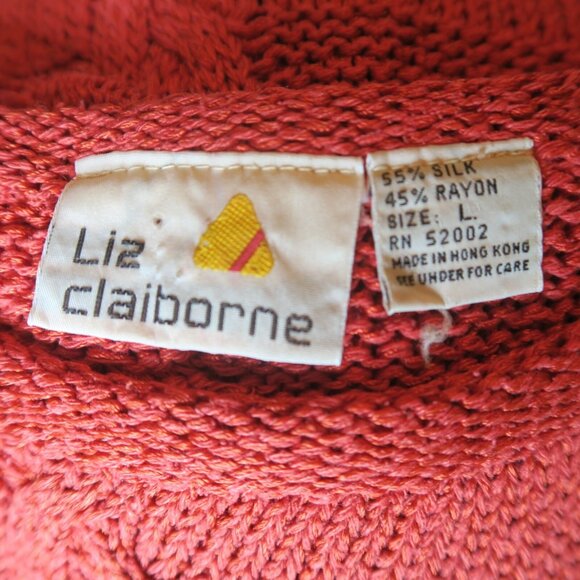 Liz Claiborne Vintage Rust Silk Blend Knit Top Dolman Sleeve Sweater L - Picture 4 of 8